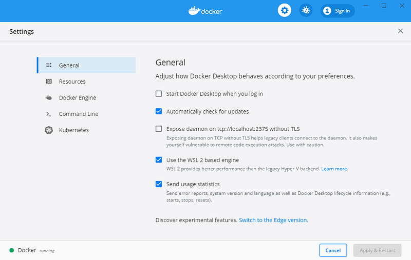 7.DockerSettingGeneral